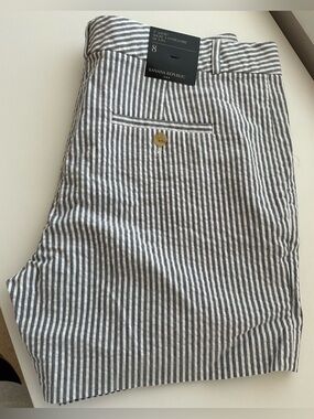 Banana Republic Gray & White Striped Seersucker Shorts